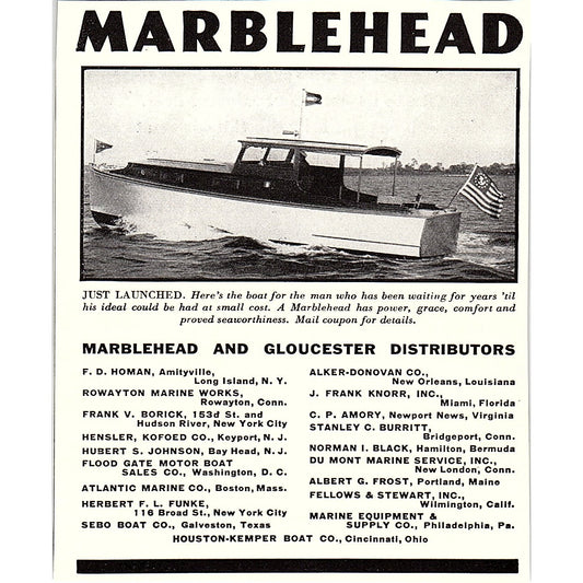 Marblehead and Gloucester - Houston-Kemper Boat Co Cincinnati 1932 Ad AG2-H3