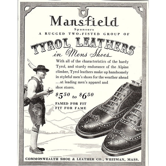 Commonwealth Shoe & Leather Co., Tyrol Leathers Whitman MA 1937 Ad SAG4-3