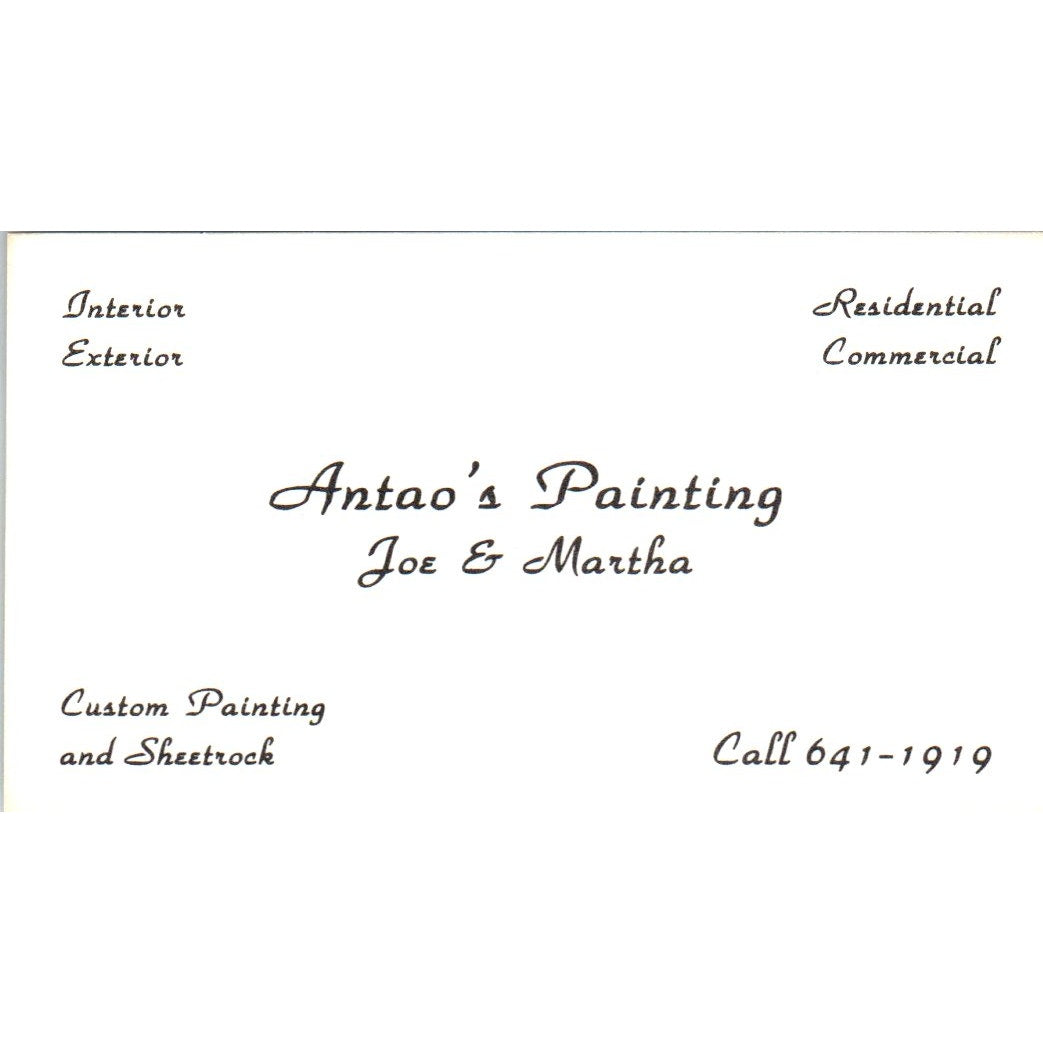 Joe & Martha Antao's Painting Vintage Business Card SD8-B14