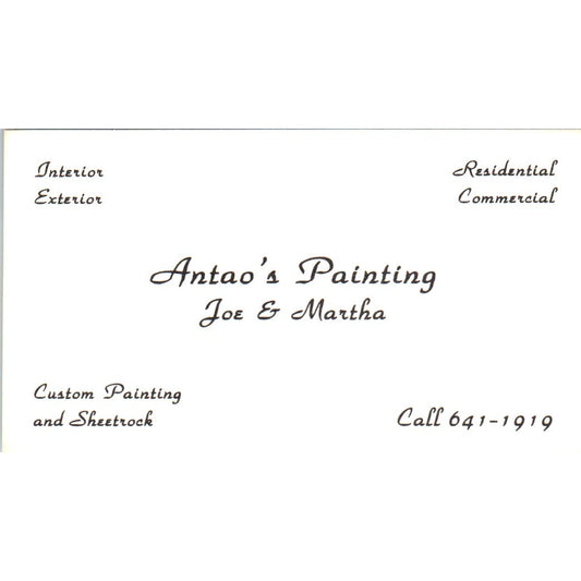 Joe & Martha Antao's Painting Vintage Business Card SD8-B14