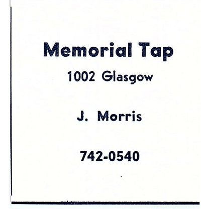 Memorial Tap - J. Morris 1002 Glasgow, Fort Wayne Indiana 1964 Ad AG1-S15