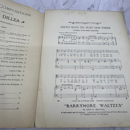 Absence Makes the Heart Grow Fonder Harry Talley, Gillespie 1900 Sheet Music V15