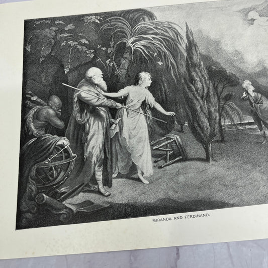 Miranda and Ferdinand Antique 8.5x11.5" Engraving Art Print V20