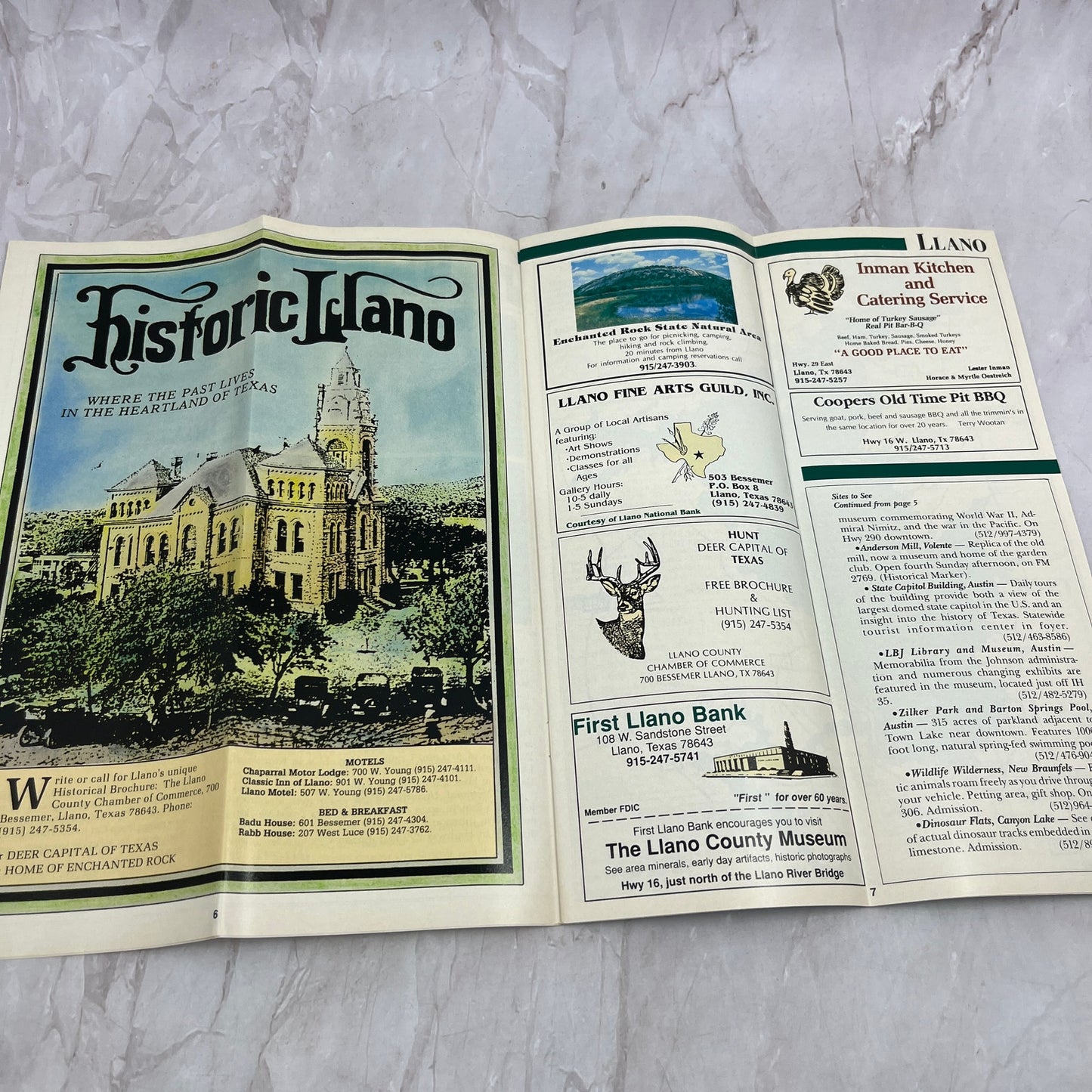 c1980 Highland Lakes Texas Fold Out Tourist Travel Guide Booklet TH9-TM1