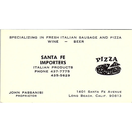 Santa Fe Importers John Passanisi Long Beach CA Vintage Business Card SSB4-B13