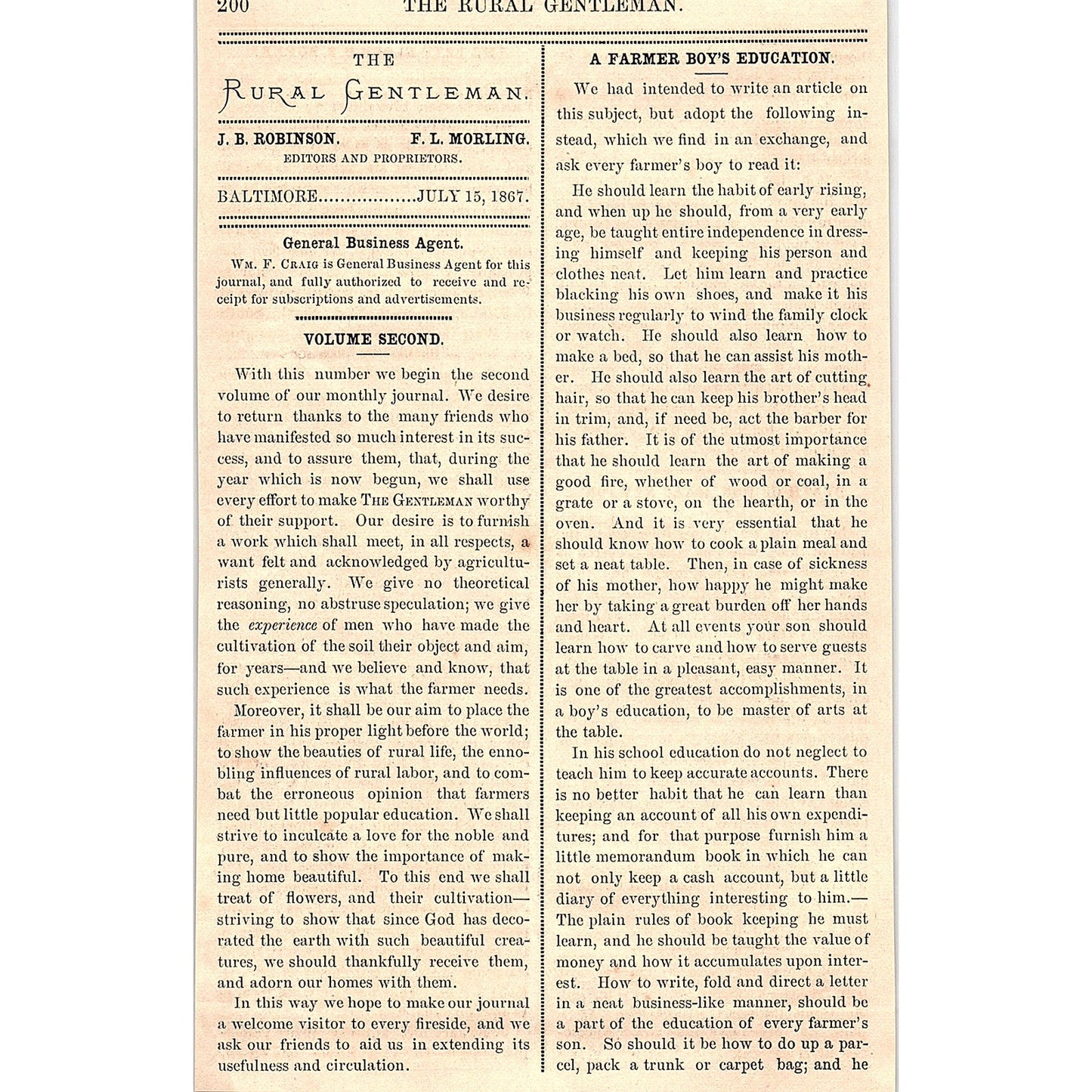 Management of the Italian Bee by W.C. Condit 1867 Article AG9-5