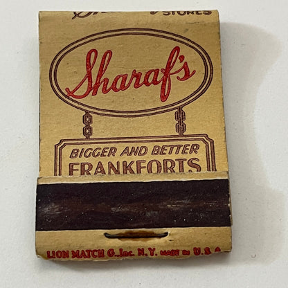 Sharaf's Frankforts & Country Style Ice Cream Vintage Matchbook Cover TB8-MB2-10