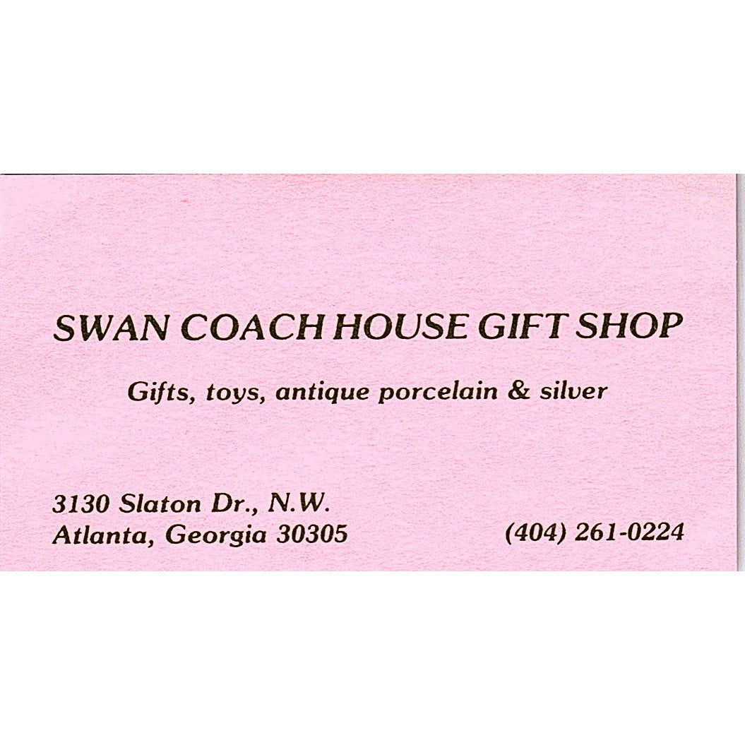 Swan Coach House Gift Shop Atlanta GA Vintage Business Card SC9-B1