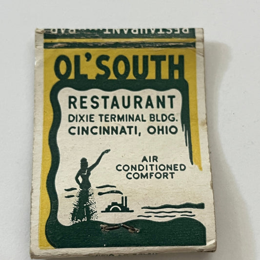 Ol' South Restaurant Dixie Terminal Bldg Cincinnati Matchbook Cover TB6-MB1-3