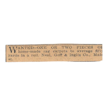 Neal, Goff & Inglis Co Main Street Hartford 1901 Newspaper Ad AD8-HS8