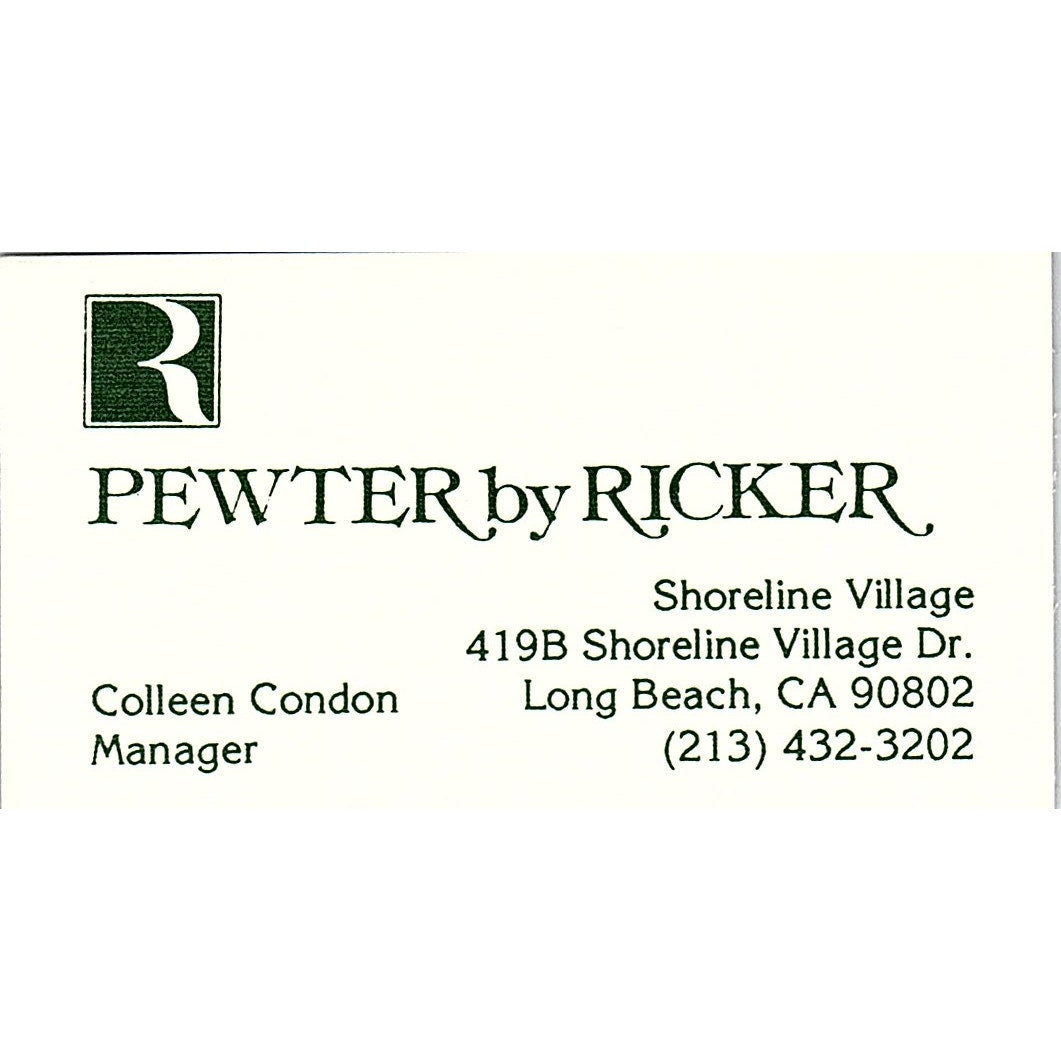 Colleen Condon Pewter by Ricker Long Beach Vintage Business Card SD9-B11