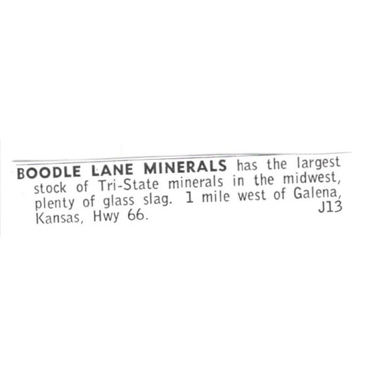 Boodle Lane Minerals Lapidary Galena Kansas 1972 Ad AF8-S26