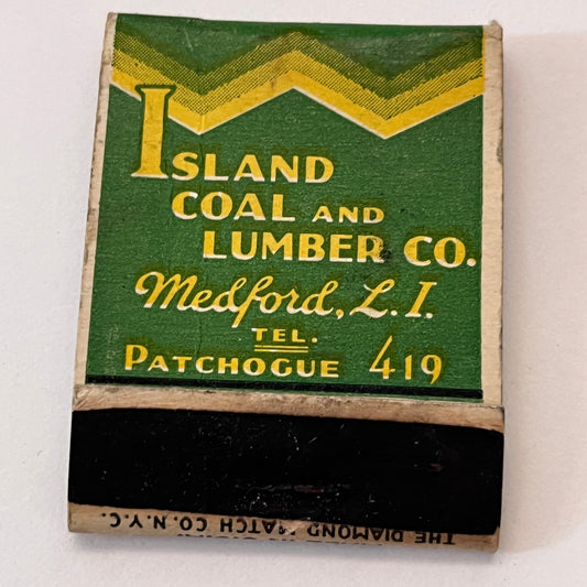 Island Coal & Lumber Co Medford Long Island New York Matchbook Cover TB8-MB3-10