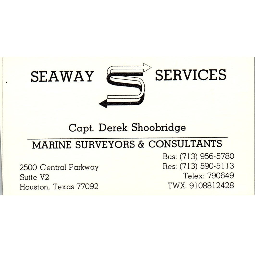 Capt Derek Shoobridge Seaway Services Houston Vintage Business Card SC9-B2
