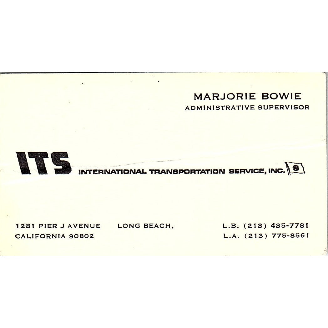 International Transportation Service Marjorie Bowie CA  Business Card SB4-B11
