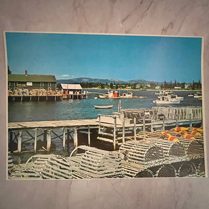 Fisherman's Wharf ME Boothbay Harbor Maine 12x16" Art Print FL1