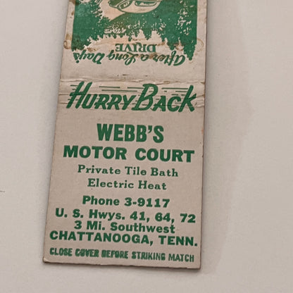 Webb's Motor Court Chattanooga TN Vintage Matchbook Cover TB6-MB2-2
