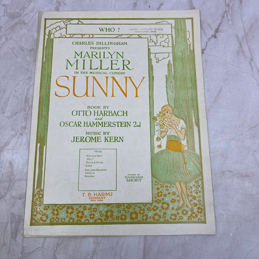 Marilyn Miller Sunny - Who? Hammerstein Kern Antique Sheet Music Ti5