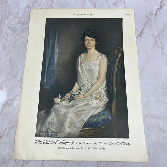 Mrs Calvin Coolidge Portrait Print Howard Chandler Christy 1924 Magazine FL6-11