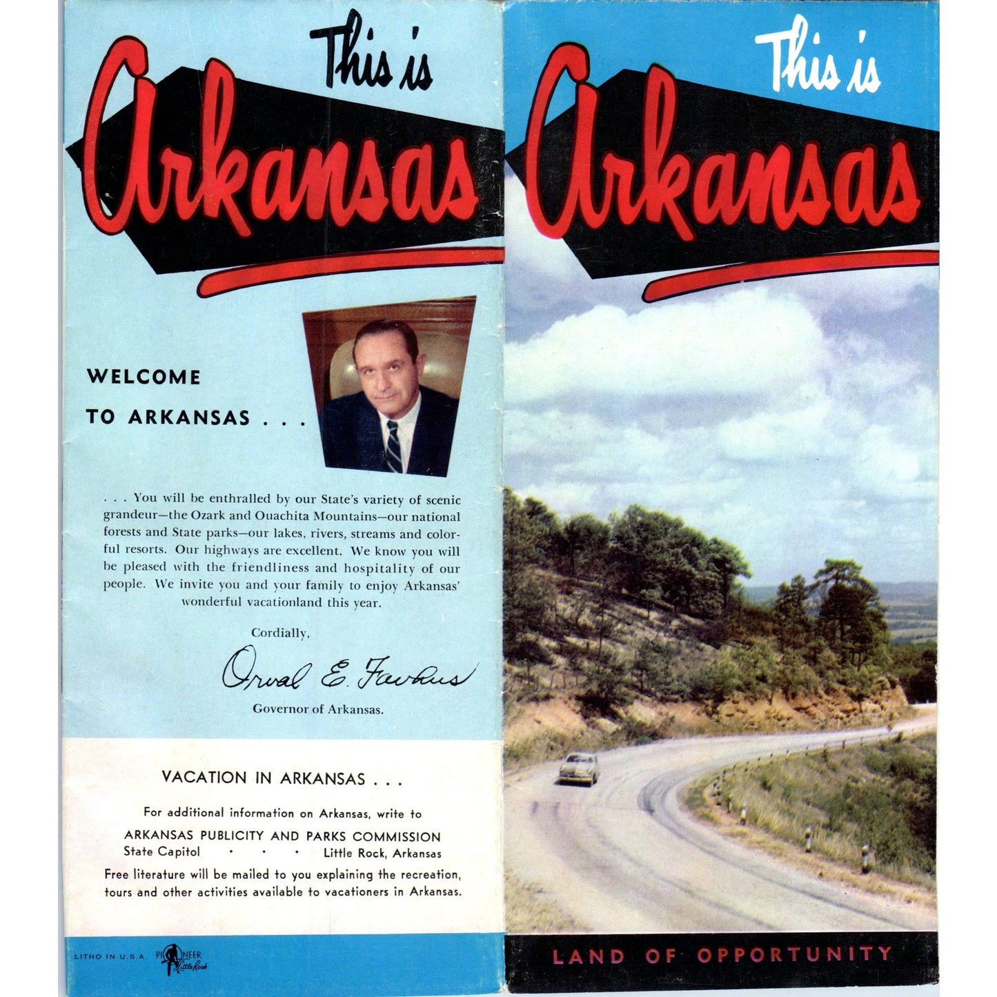 Vintage This is Arkansas Land of Opportunity Travel Brochure TF4-B2