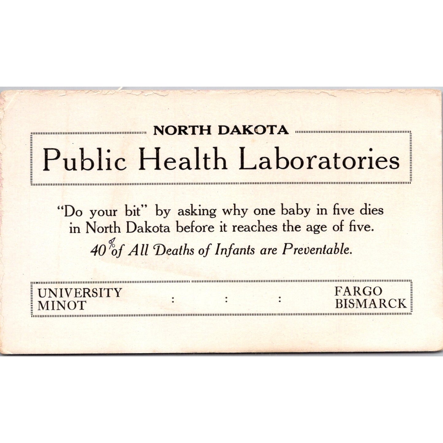 North Dakota Public Health Laboratories University Minot Fargo Blotter AJ5-H4