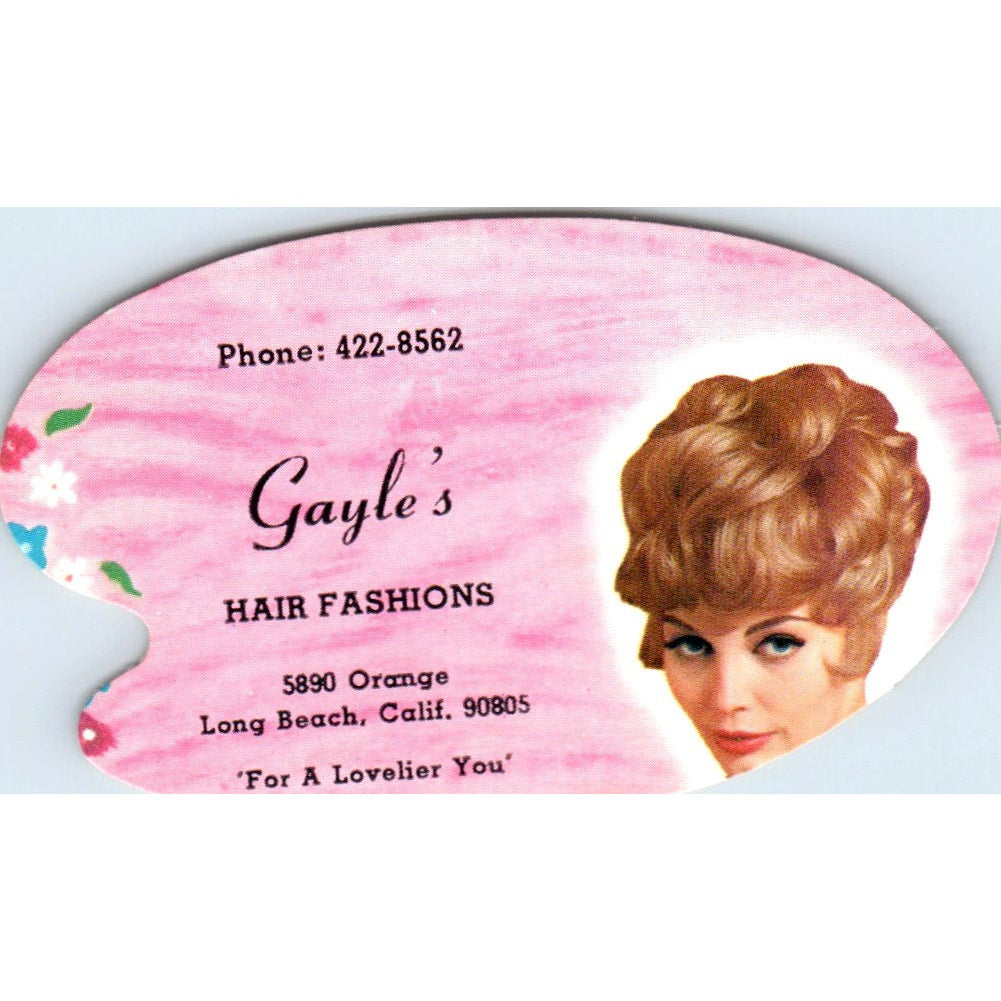 Gayle's Hair Fashions Salon Long Beach CA Vintage Business Card SD8-B10