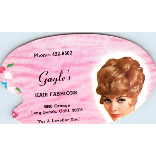 Gayle's Hair Fashions Salon Long Beach CA Vintage Business Card SD8-B10