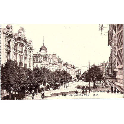 Pau Rue Nouvelle-Halle Marcel Delboy French Antique Postcard PE11