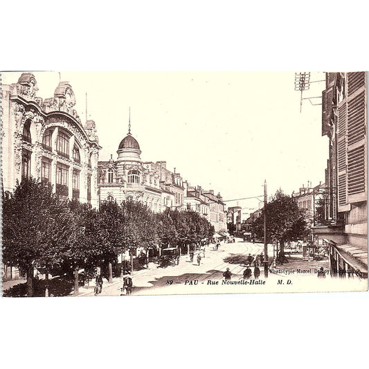 Pau Rue Nouvelle-Halle Marcel Delboy French Antique Postcard PE11