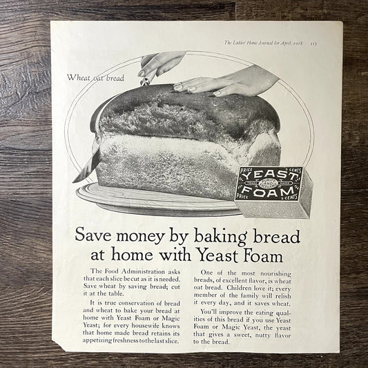 1918 Yeast Foam Magic Yeast Vintage Magazine Ad 10x14 V11