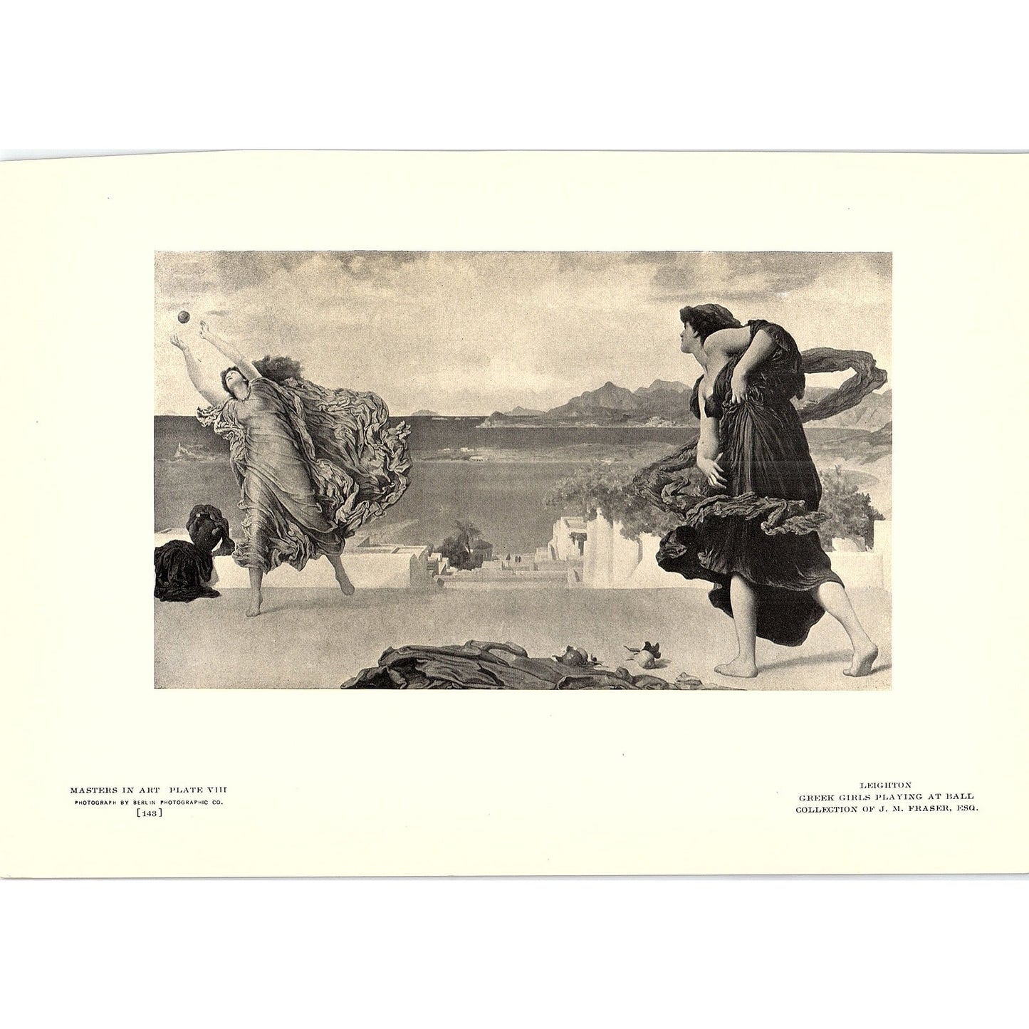 Greek Girls Playing at Ball - Leighton - 1908 Litho Art Print AF5-4