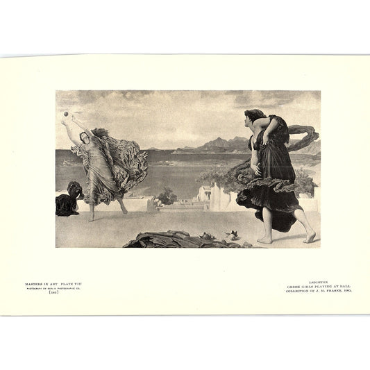 Greek Girls Playing at Ball - Leighton - 1908 Litho Art Print AF5-4