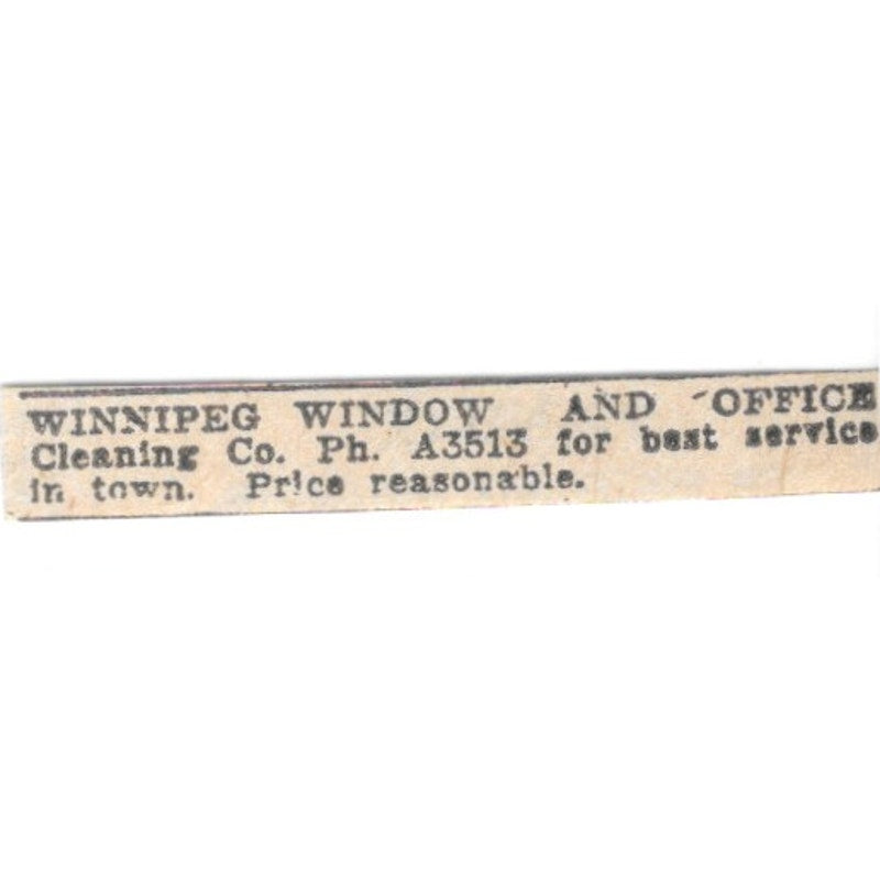 Winnipeg Window and Office Cleaning Co Winnipeg 1920 Ad AG2-S5
