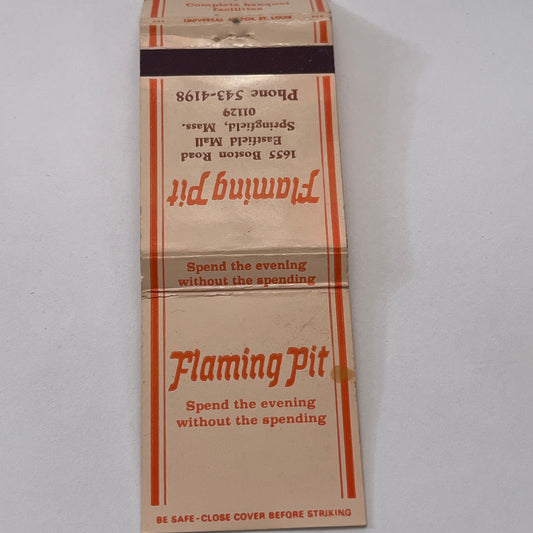 The Flaming Pit Restaurant Springfield MA Vintage Matchbook Cover MM3-3