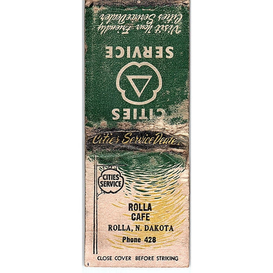 Rolla Cafe Rolla North Dakota Citi Service Vintage Matchbook Cover SF3-Y1