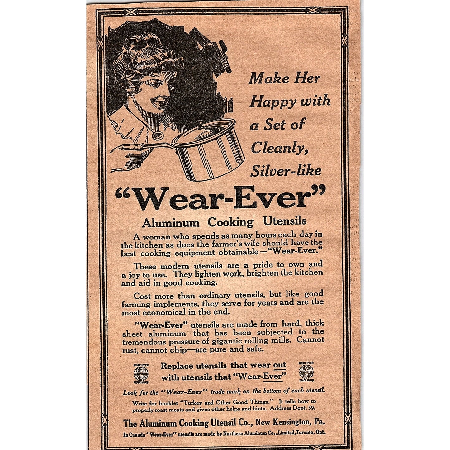 Wear-Ever Cookware - Aluminum Cooking Utensil Co New Kensington PA 1920 Ad AG2-6