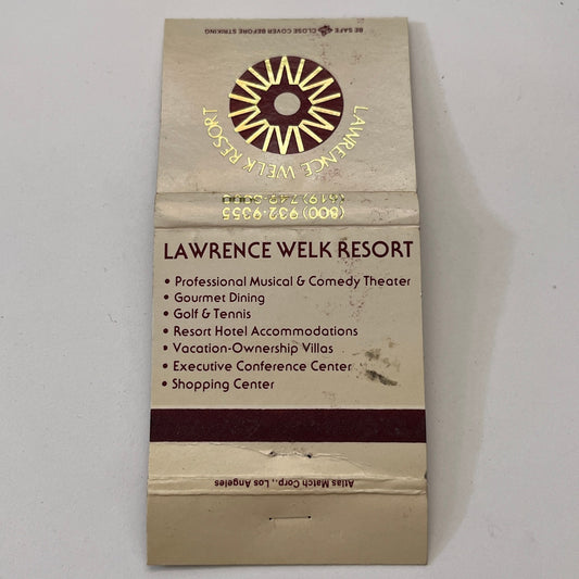 Lawrence Welk Resort San Diego CA Vintage Matchbook Cover TB6-MB1-9