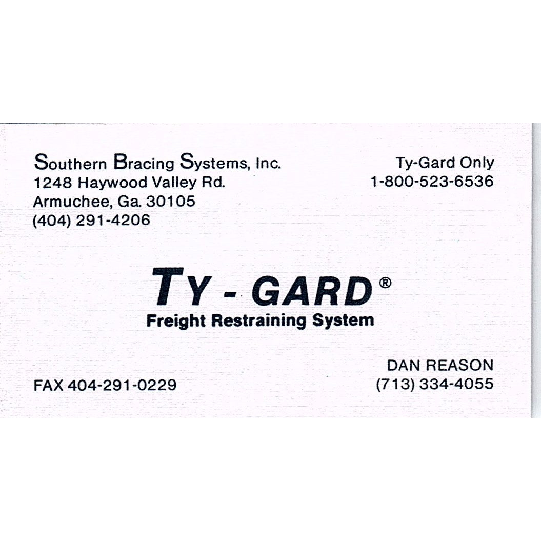 Dan Reason Ty-Gard Armuchee GA Vintage Business Card SD9-B13