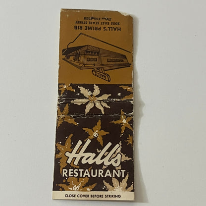 Hall's Prime Rib restaurant 2005 East State Street Vintage Matchbook TB6-MB2-11