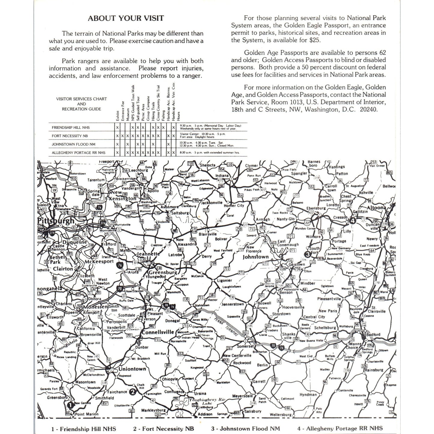 Vtg National Park System in The Laurel Highlands of PA Travel Brochure TH2-O2