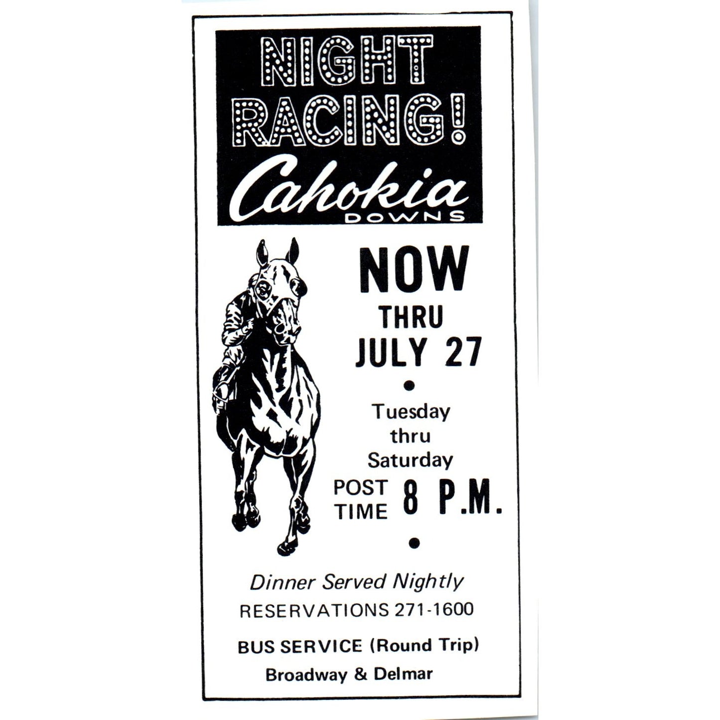 Night Racing Cahokia Downs St. Louis 1971 Magazine Ad AD8-H4