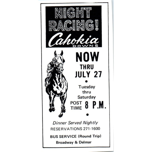 Night Racing Cahokia Downs St. Louis 1971 Magazine Ad AD8-H4