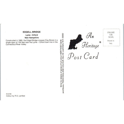 Edgell Bridge Lyme-Orford New Hampshire Covered Bridge Postcard PC3