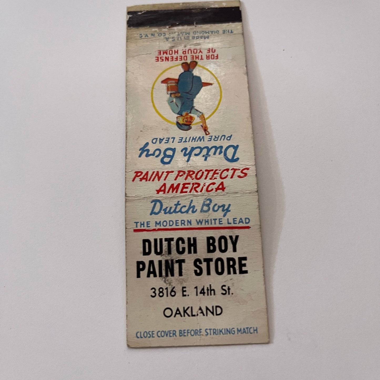 Dutch Boy Paint Store 3816 E 14th St Oakland Vintage Matchbook Cover TB6-MB2-1