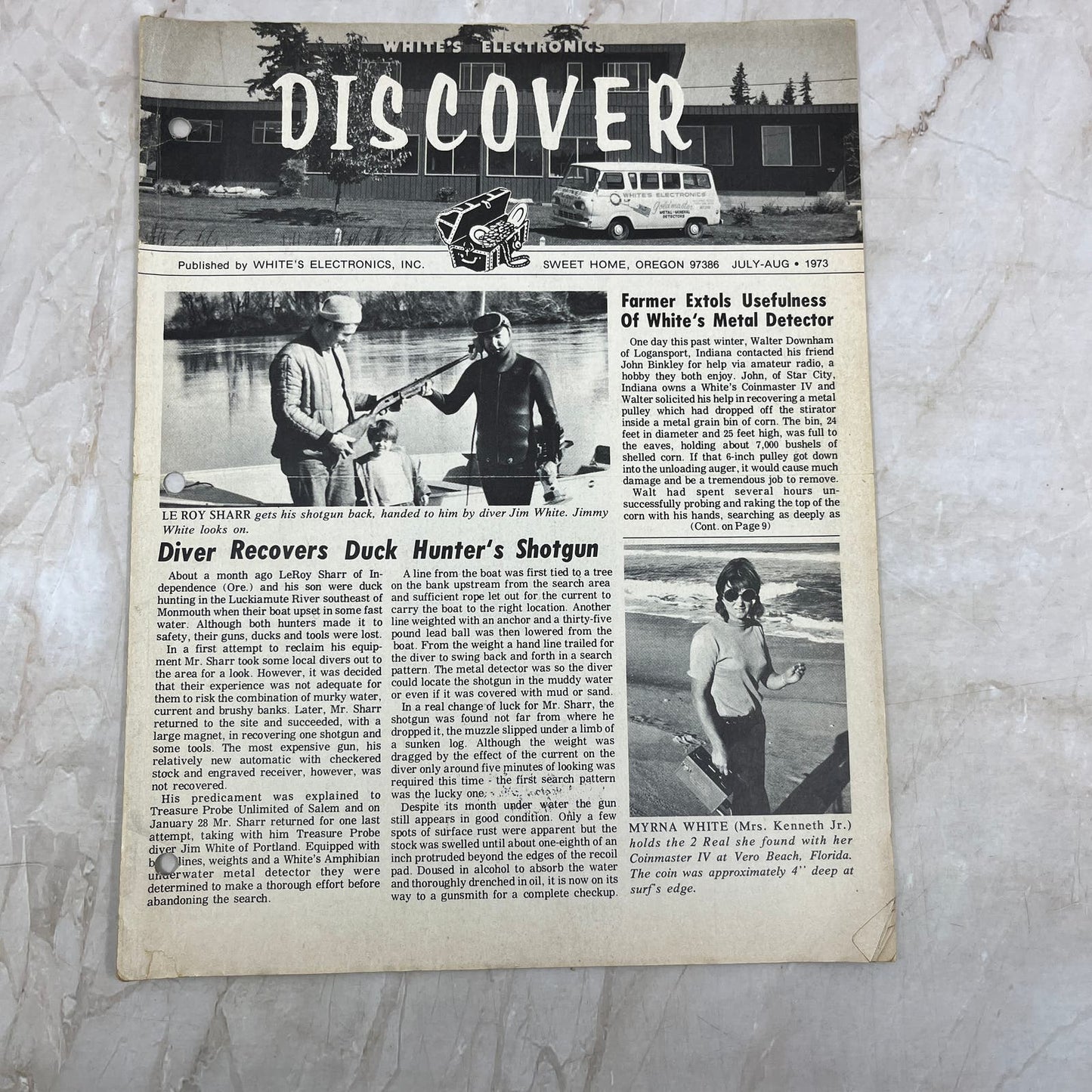 1973 Jul/Aug White's Electronics Discover Newsletter Treasure Hunting OR M19