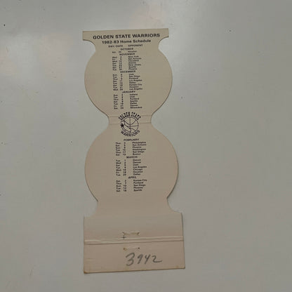 Golden State Warriors NBA 1982-83 Home Schedule Vintage Matchbook Cover SC5-MB1