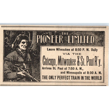 Pioneer Limited Chicago, Milwaukee & St Paul Railway 1898 Newspaper Clip AF7-E12