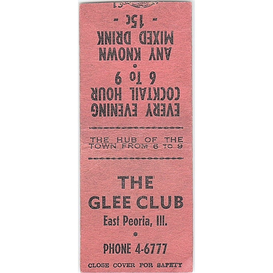 The Glee Club East Peoria IL Vintage Matchbook Cover SC7-Y4