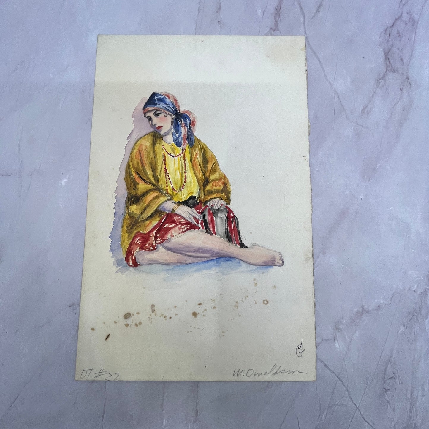 Gypsy Woman - M. Donaldson c1920 Original Art Painting 7x10" V22