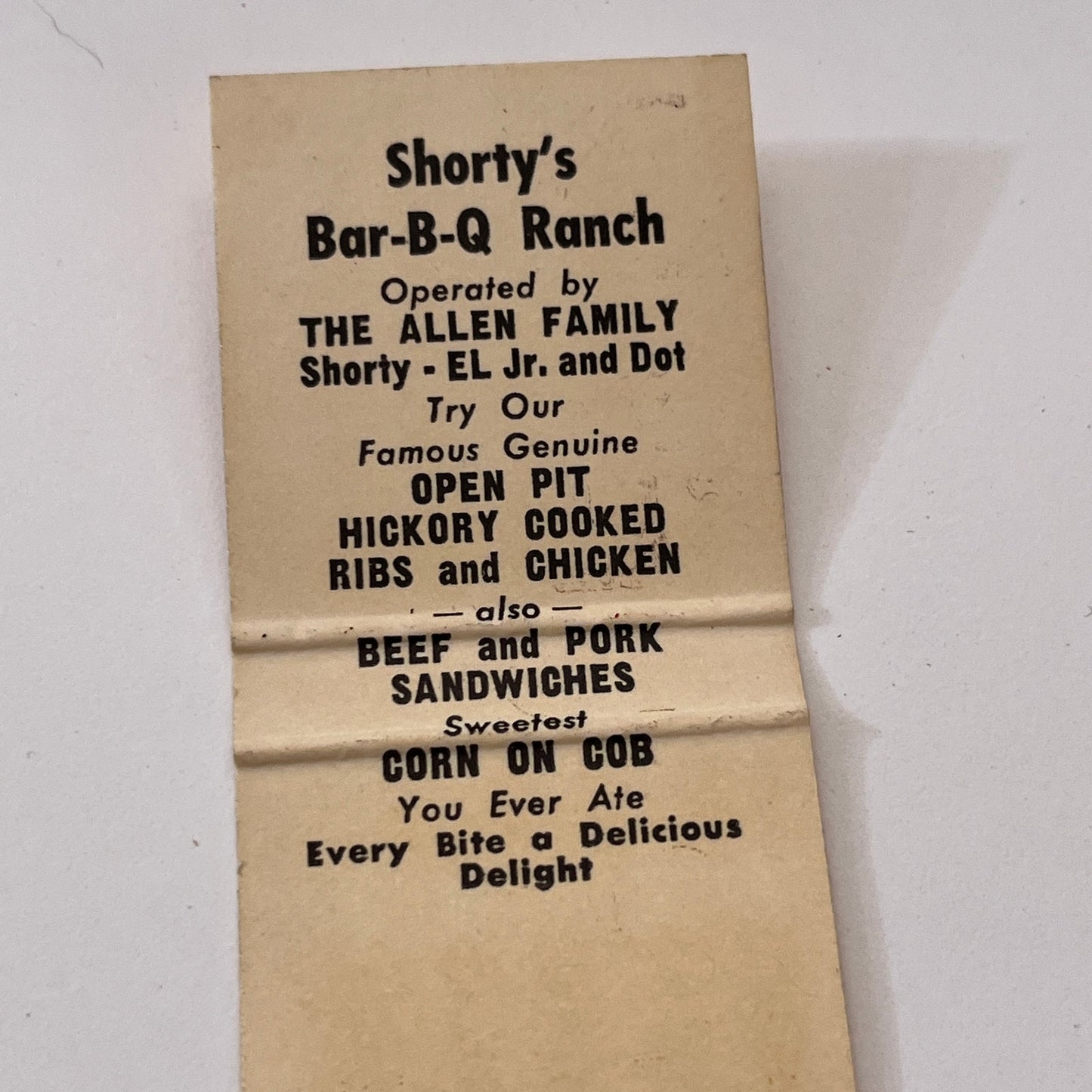Shorty's Bar-B-Q Ranch Miami FL Vintage Matchbook Cover TB6-MB1-8